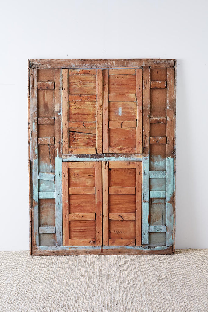 19th Century Indian Carved Panel with Shutter Windows