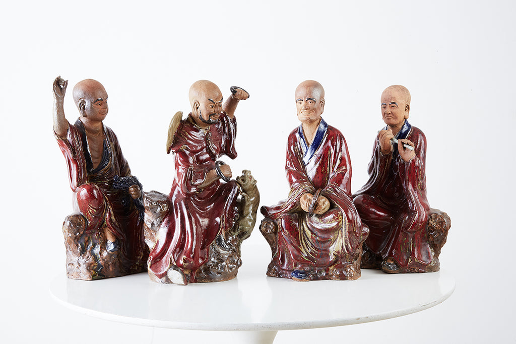 Set of Four Chinese Shiwan Pottery Immortal Dieties