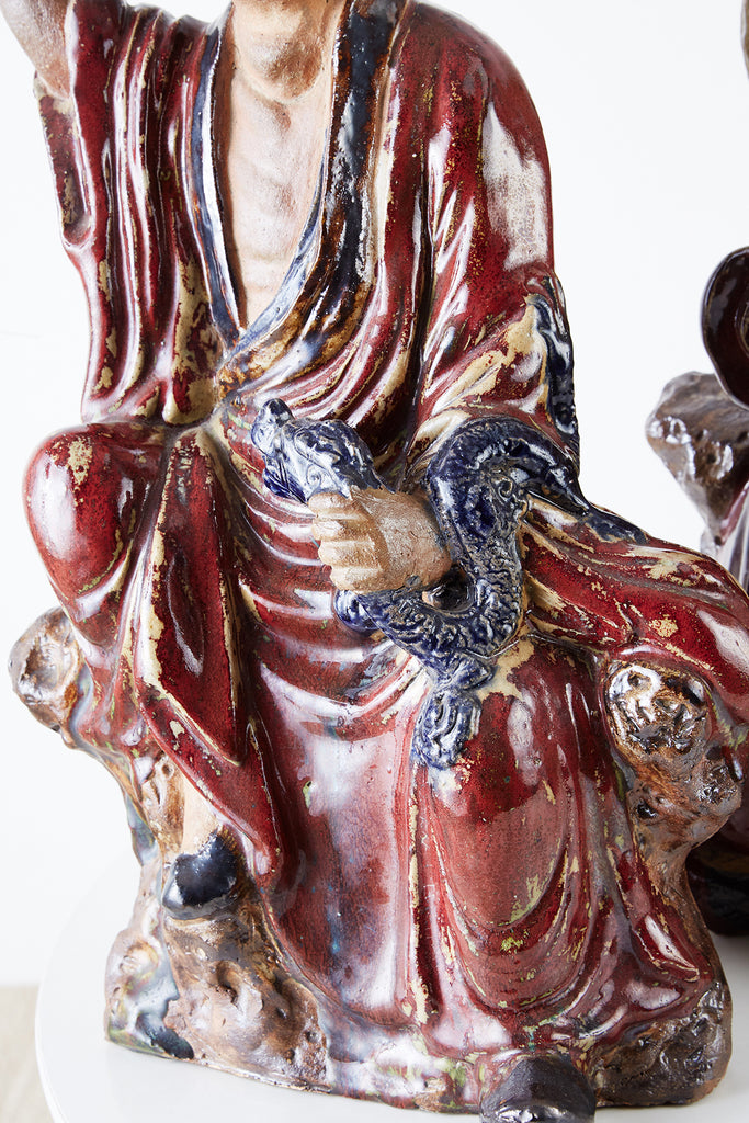 Set of Four Chinese Shiwan Pottery Immortal Dieties