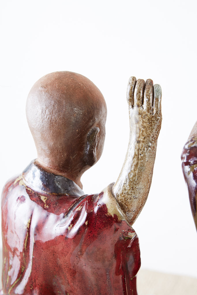 Set of Four Chinese Shiwan Pottery Immortal Dieties