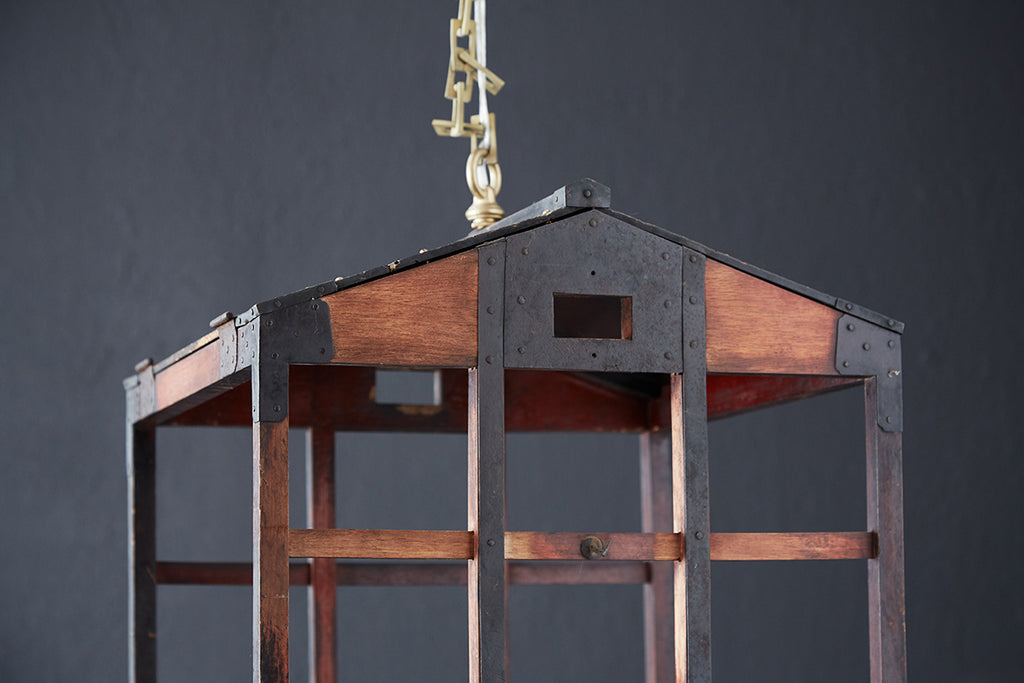 Japanese Tansu Style Wooden Crate Cage Chandeliers