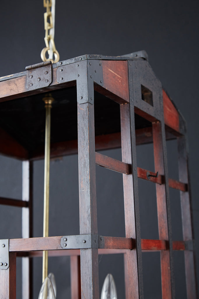 Japanese Tansu Style Wooden Crate Cage Chandeliers