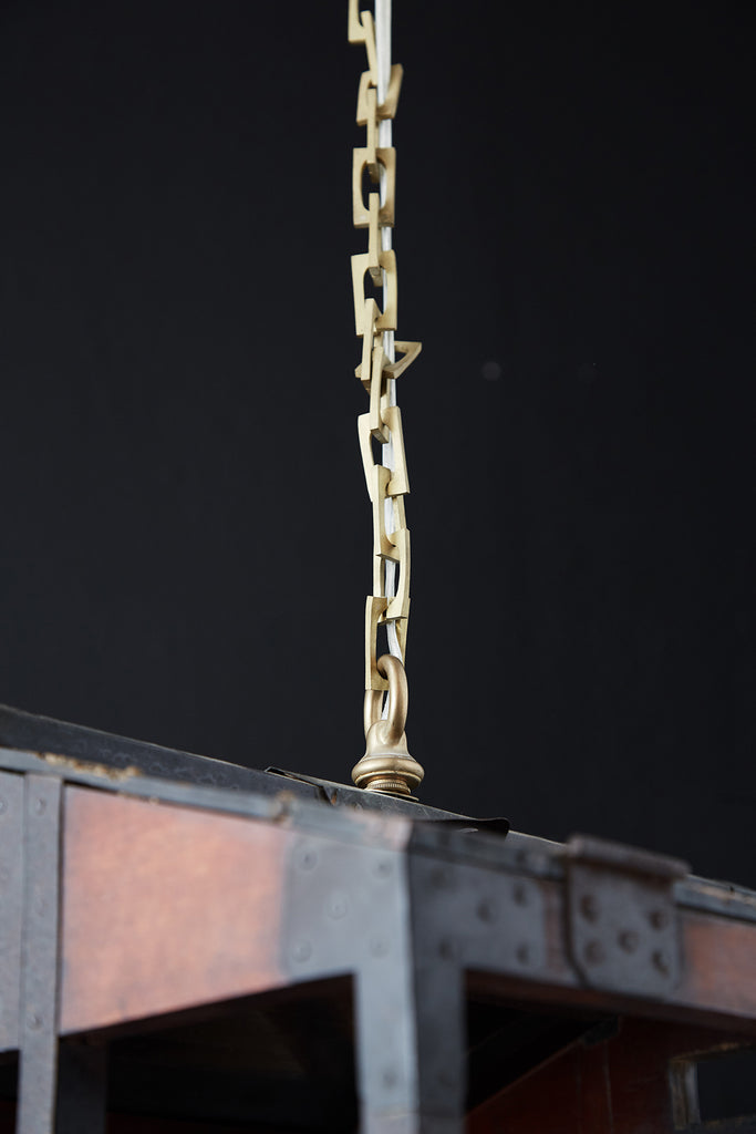 Japanese Tansu Style Wooden Crate Cage Chandeliers