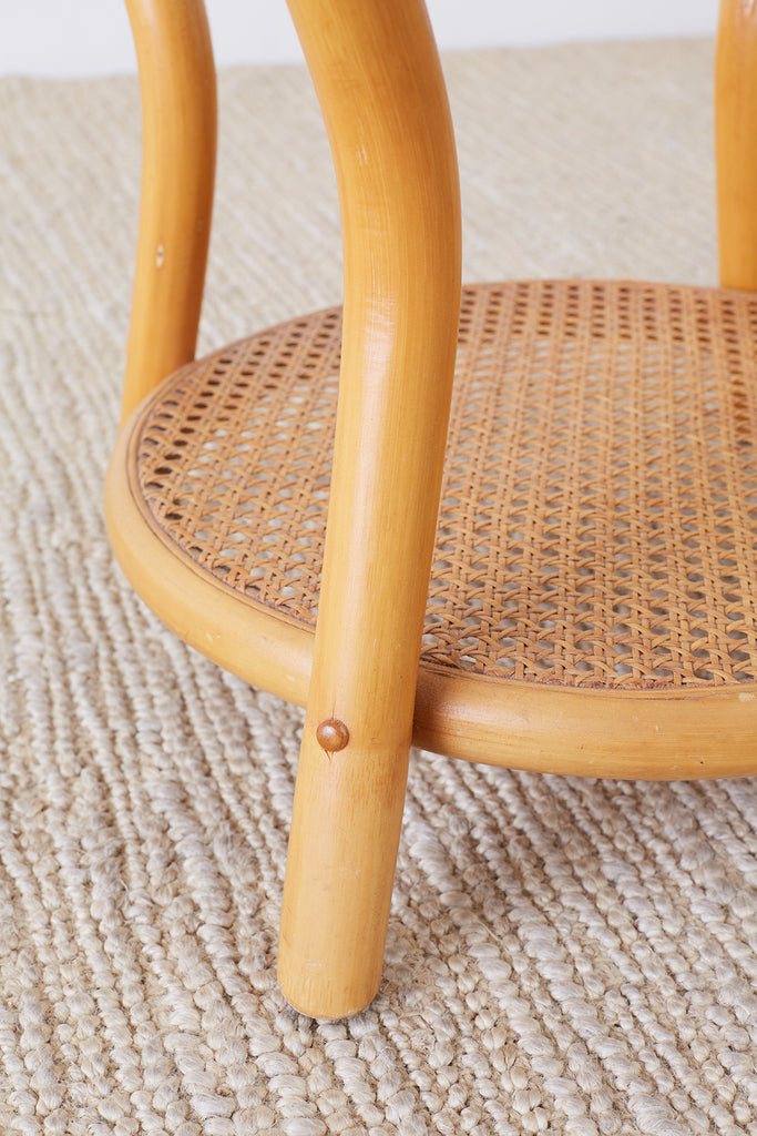 Round Bamboo and Rattan Two-Tier Drinks Table