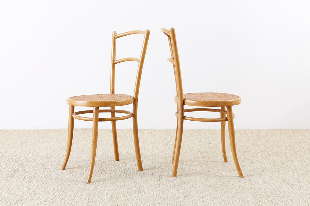 Pair of J. and J. Kohn Austrian Bentwood and Cane Chairs