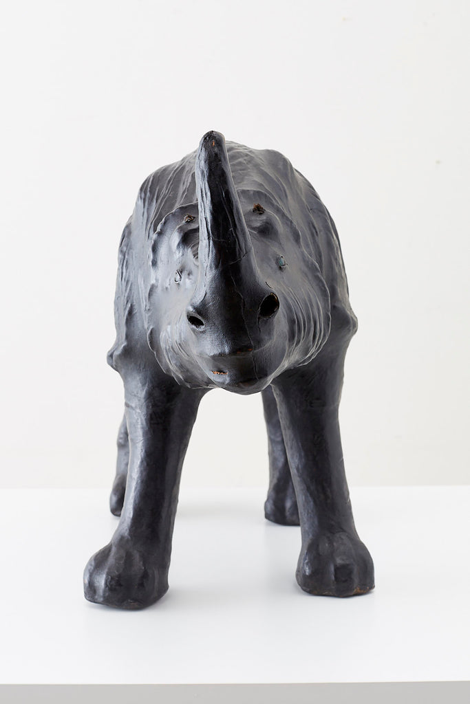 Large Leather Clad Rhino Sculpture or Footstool