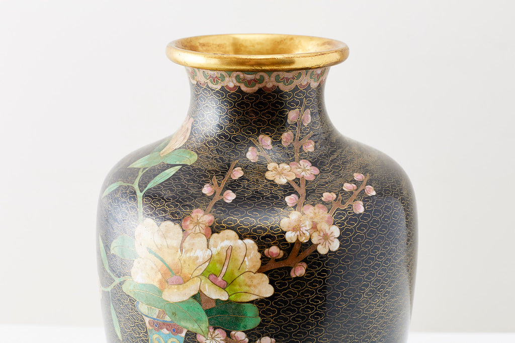 Large Chinese Cloisonné Vase with Floral Decoration