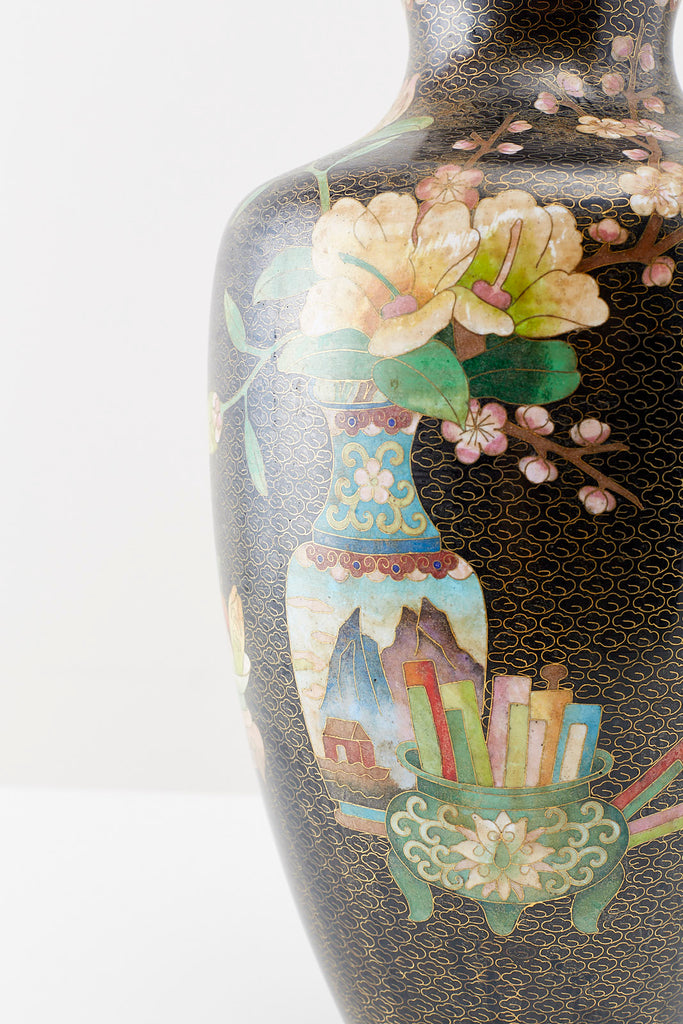 Large Chinese Cloisonné Vase with Floral Decoration