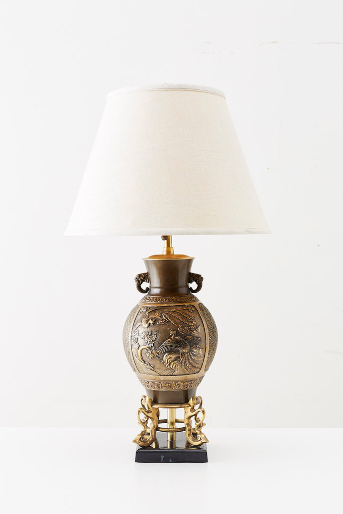 Japanese Bronze Urn Vase Mounted as Table Lamp