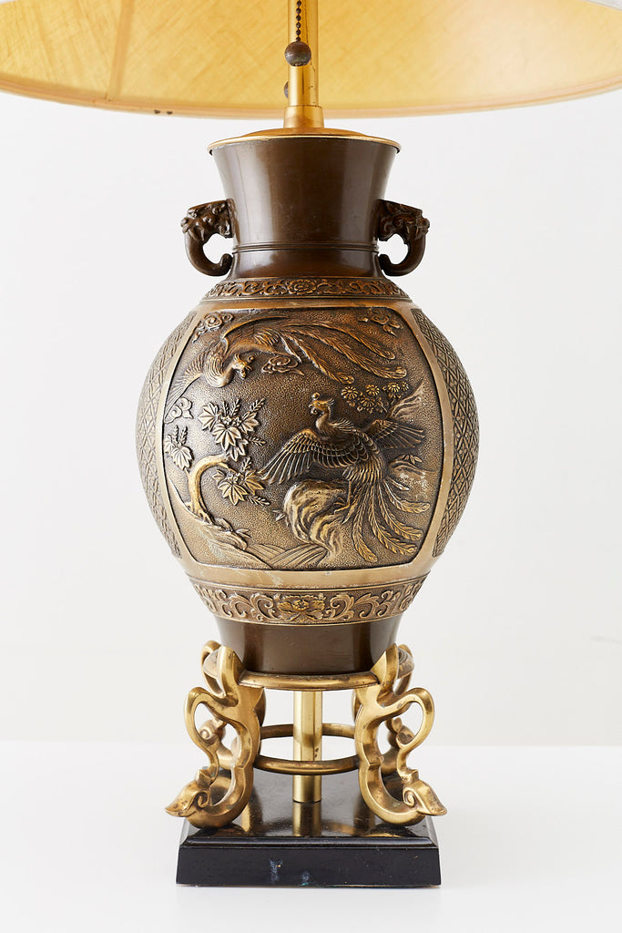 Japanese Bronze Urn Vase Mounted as Table Lamp