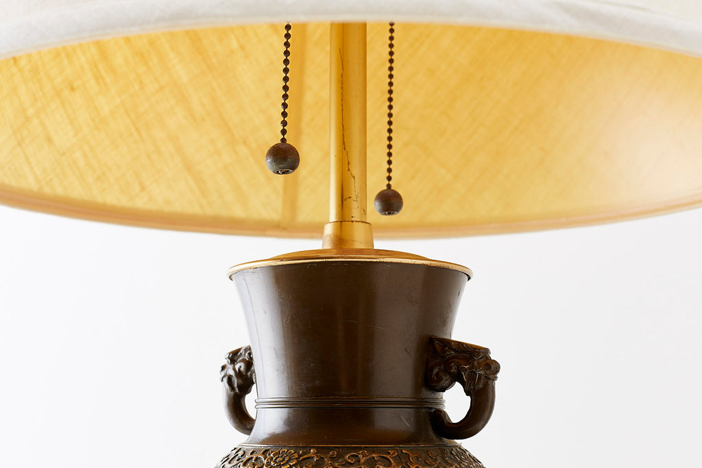 Japanese Bronze Urn Vase Mounted as Table Lamp