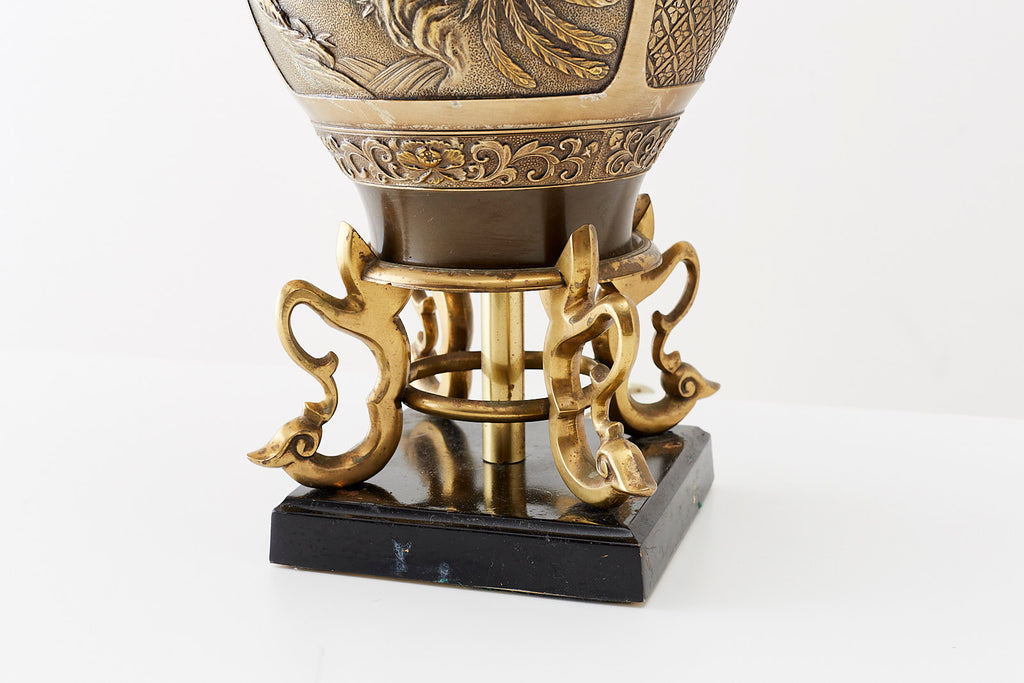 Japanese Bronze Urn Vase Mounted as Table Lamp