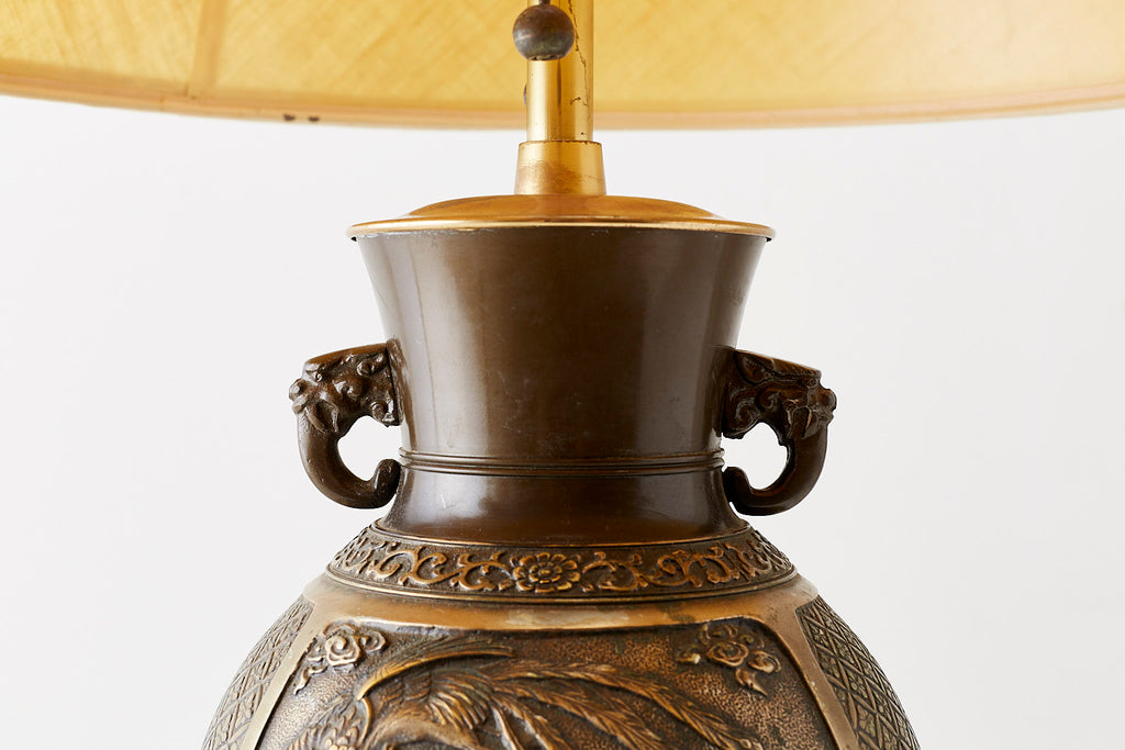 Japanese Bronze Urn Vase Mounted as Table Lamp