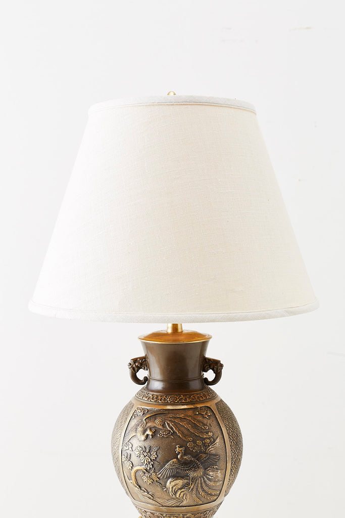 Japanese Bronze Urn Vase Mounted as Table Lamp