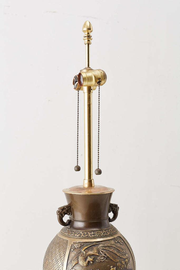 Japanese Bronze Urn Vase Mounted as Table Lamp