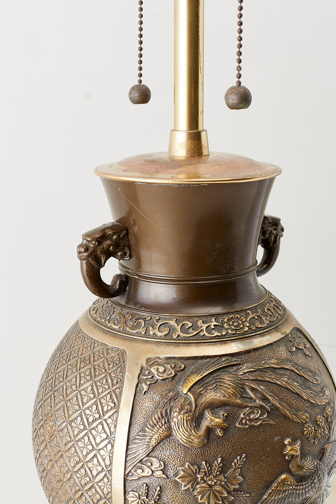 Japanese Bronze Urn Vase Mounted as Table Lamp