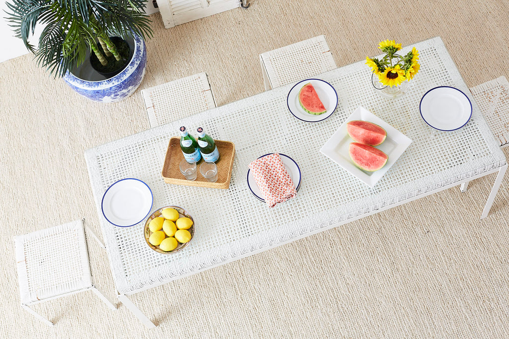 Danny Ho Fong California Modern Woven Cane Dining Table