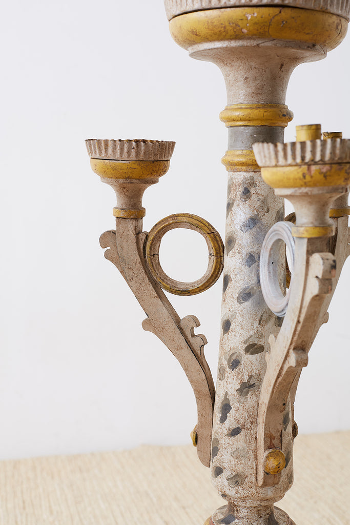 Pair of Italian Carved Three-Light Candelabras