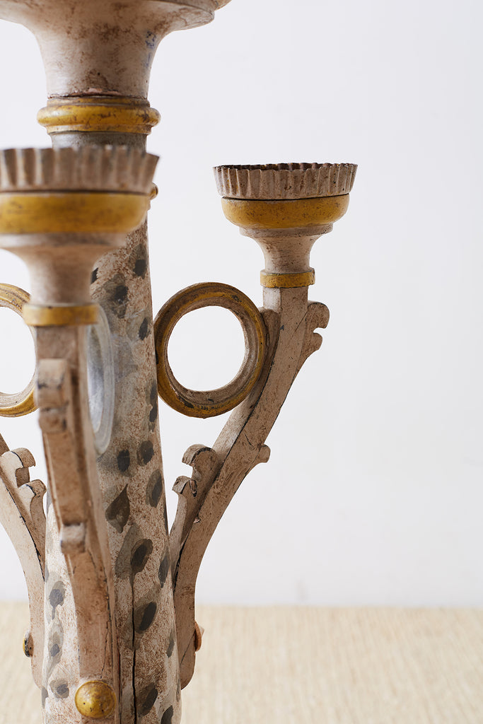 Pair of Italian Carved Three-Light Candelabras