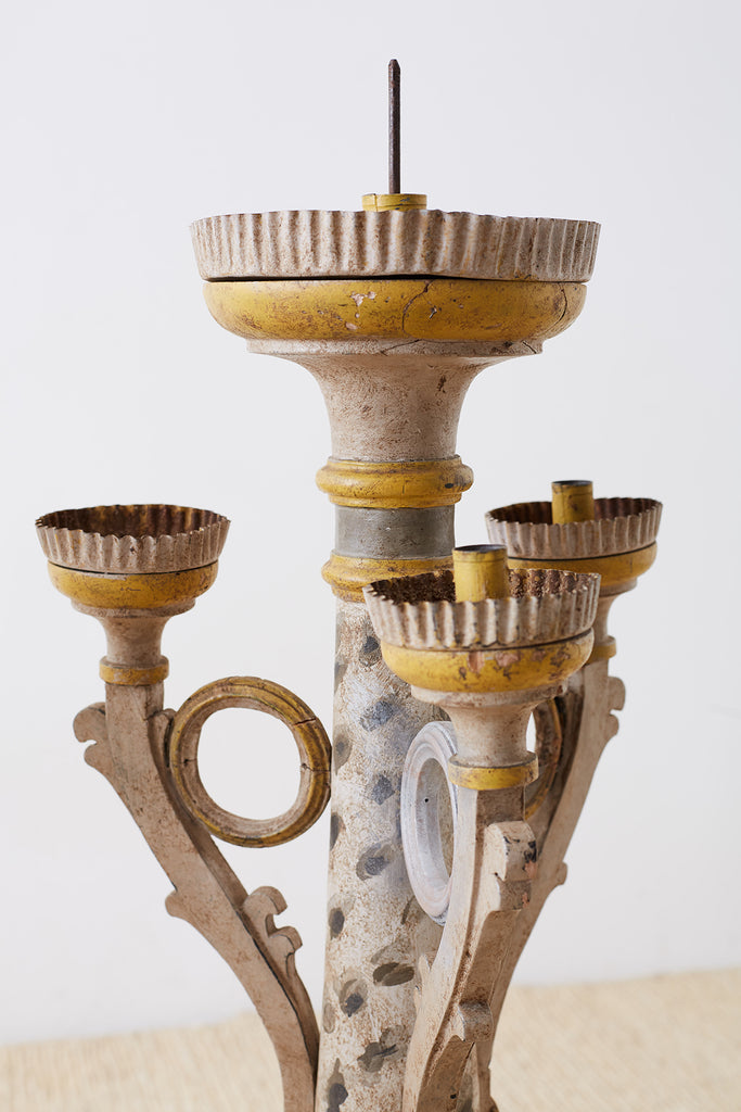 Pair of Italian Carved Three-Light Candelabras