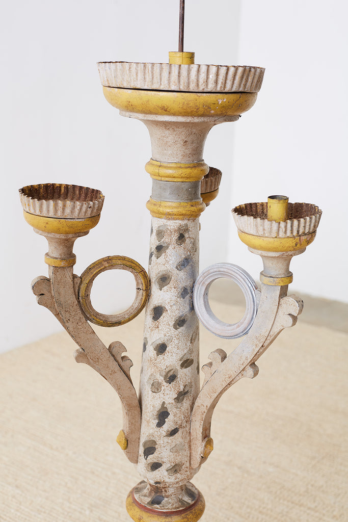 Pair of Italian Carved Three-Light Candelabras