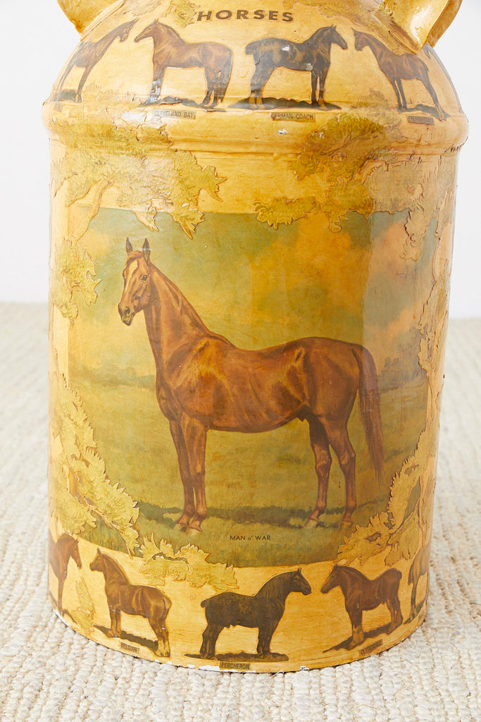 Equine Decoupage Decorated Dairy Farm Milk Jug