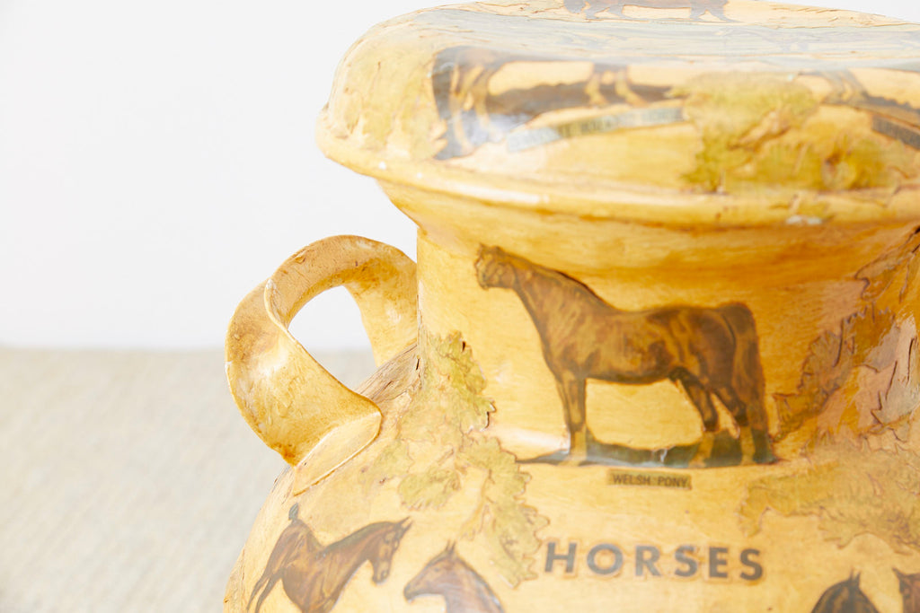 Equine Decoupage Decorated Dairy Farm Milk Jug