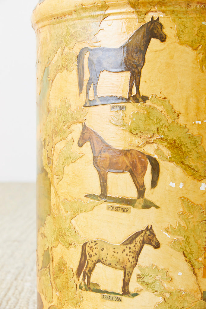 Equine Decoupage Decorated Dairy Farm Milk Jug