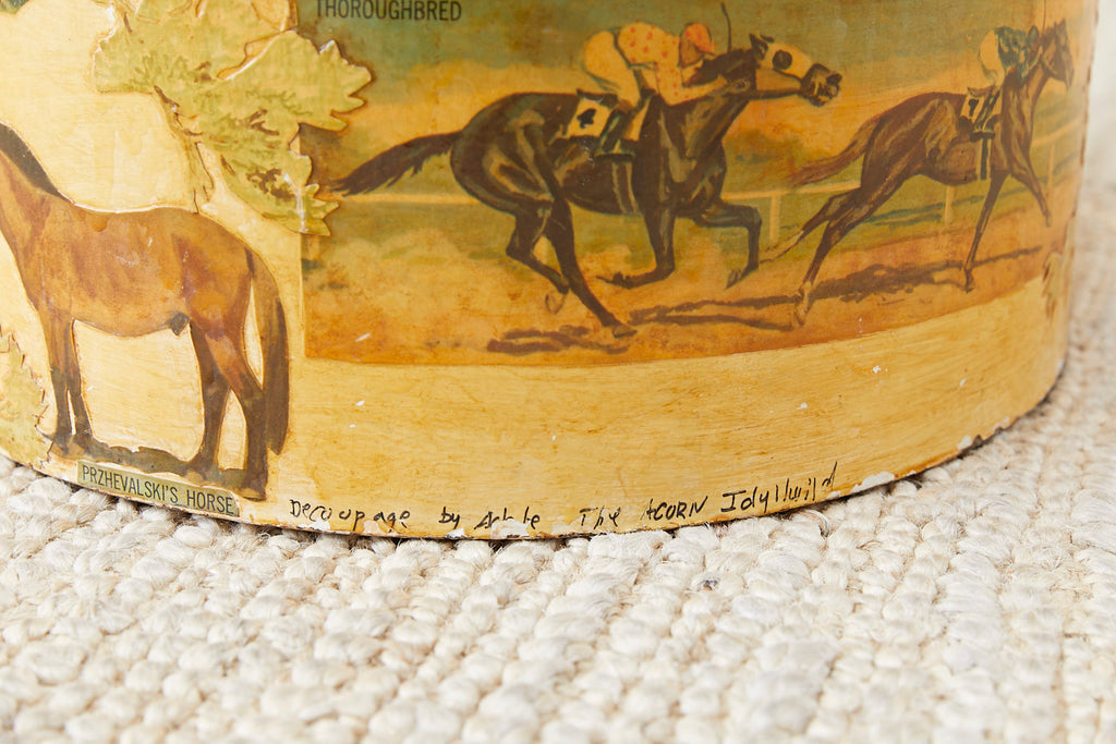 Equine Decoupage Decorated Dairy Farm Milk Jug