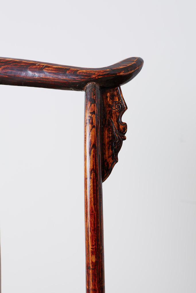 Pair of Chinese Elm Yoke Back Officials Hat Chairs