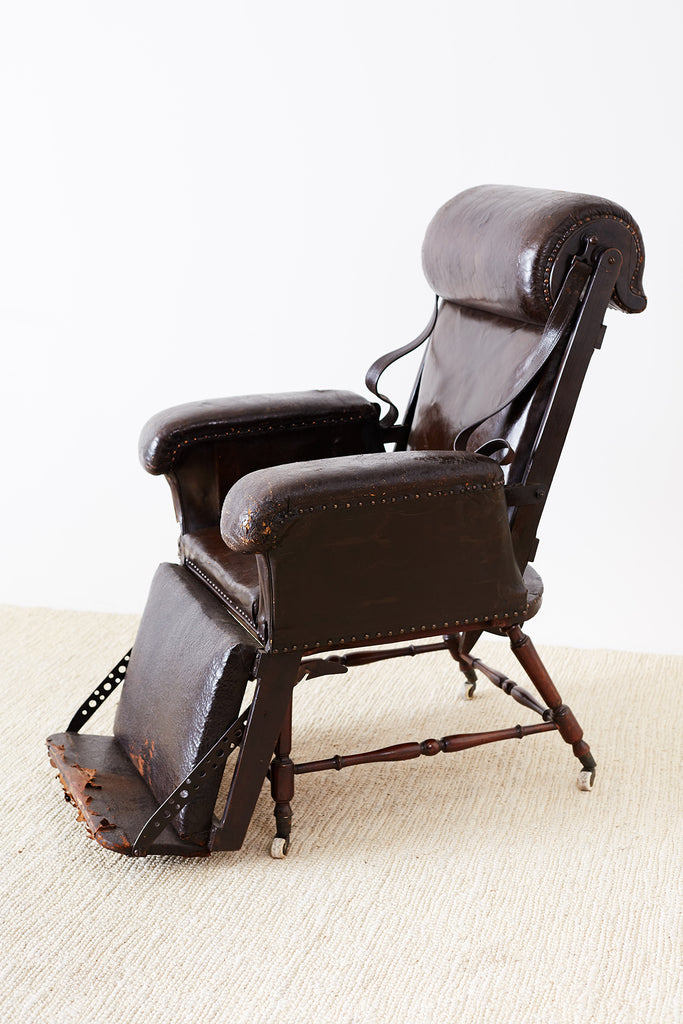 19th Century French Napoleon III Leather Reclining Armchair