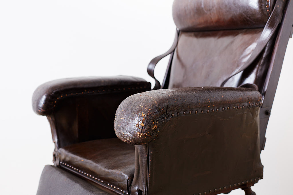 19th Century French Napoleon III Leather Reclining Armchair