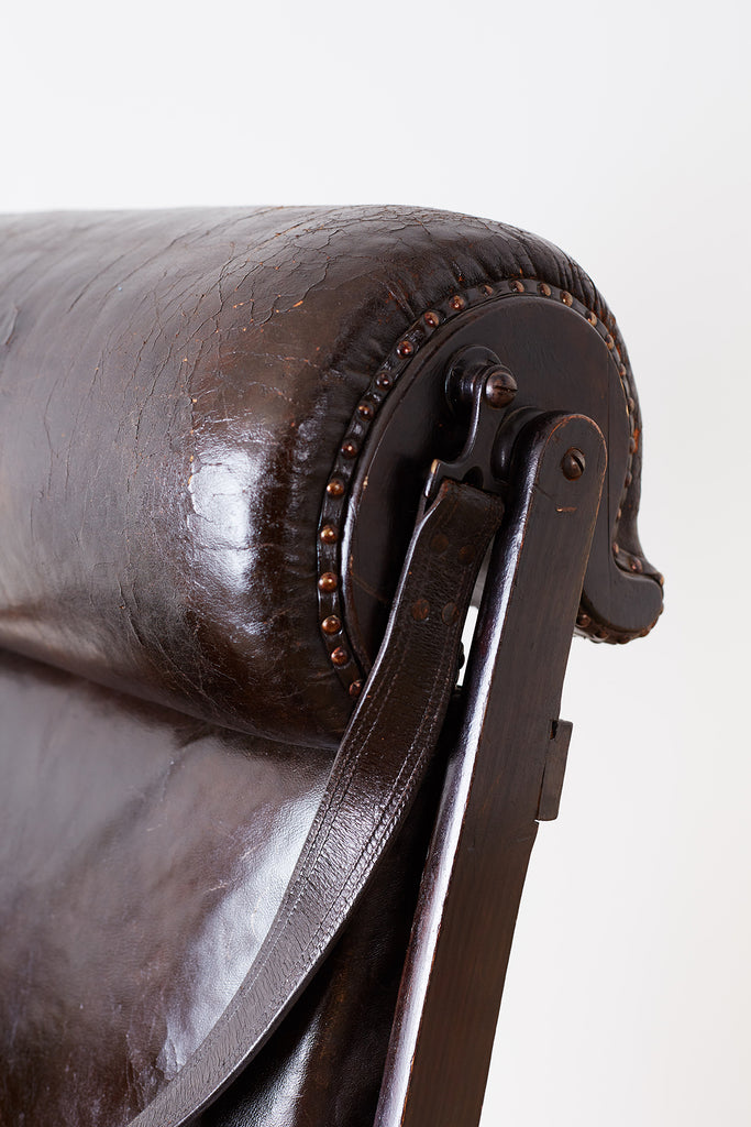 19th Century French Napoleon III Leather Reclining Armchair
