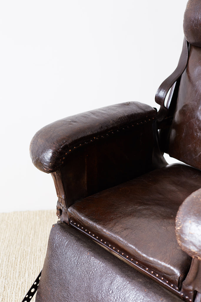 19th Century French Napoleon III Leather Reclining Armchair