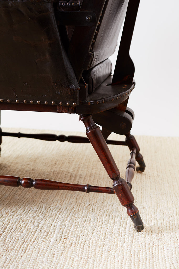 19th Century French Napoleon III Leather Reclining Armchair