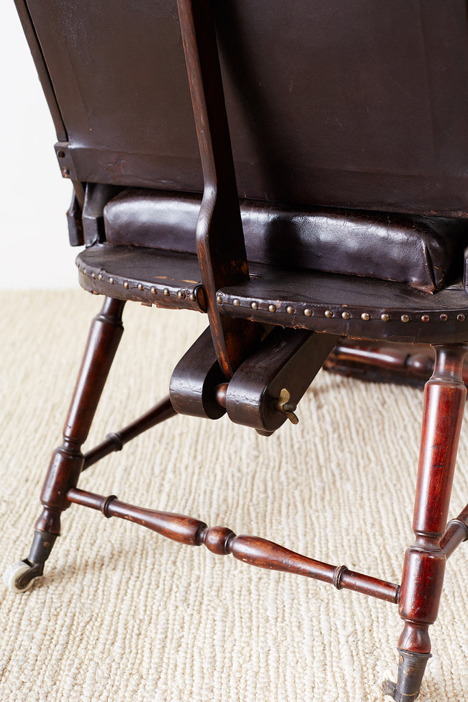 19th Century French Napoleon III Leather Reclining Armchair