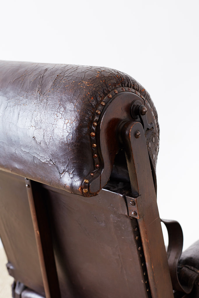 19th Century French Napoleon III Leather Reclining Armchair