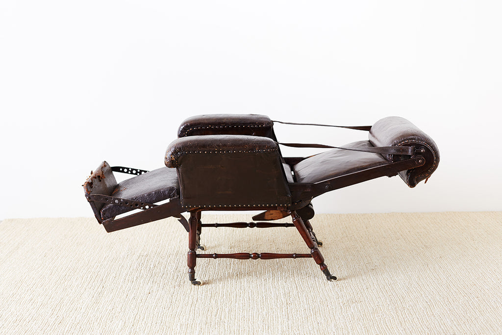 19th Century French Napoleon III Leather Reclining Armchair