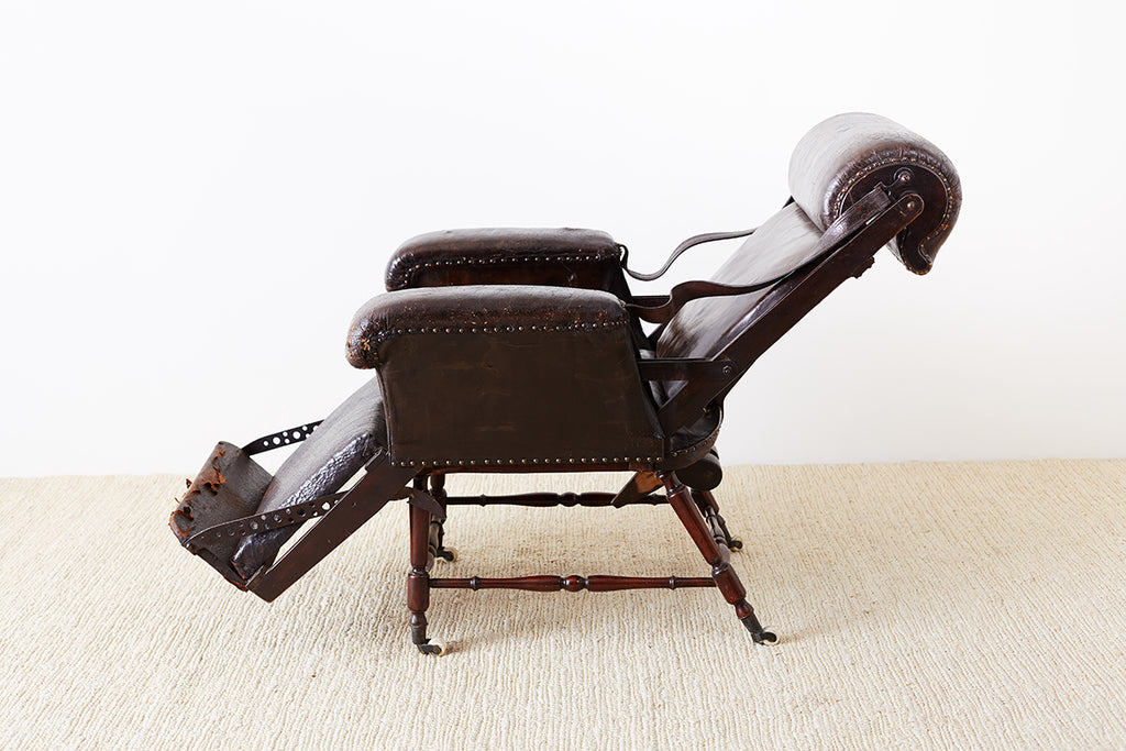 19th Century French Napoleon III Leather Reclining Armchair