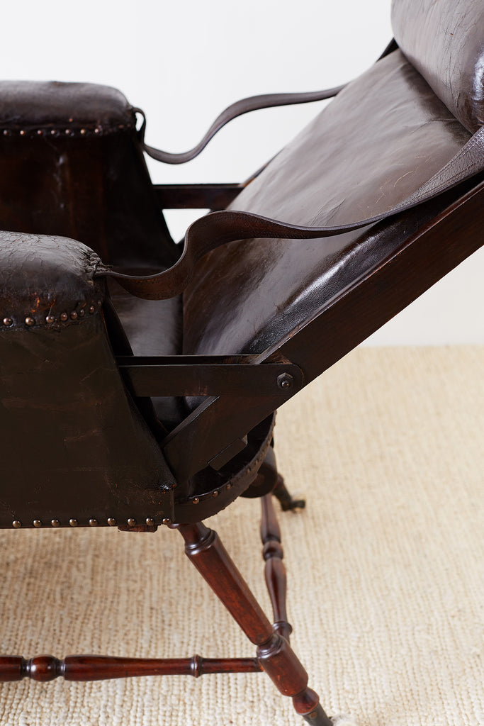 19th Century French Napoleon III Leather Reclining Armchair