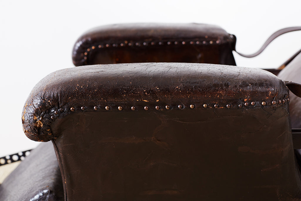 19th Century French Napoleon III Leather Reclining Armchair
