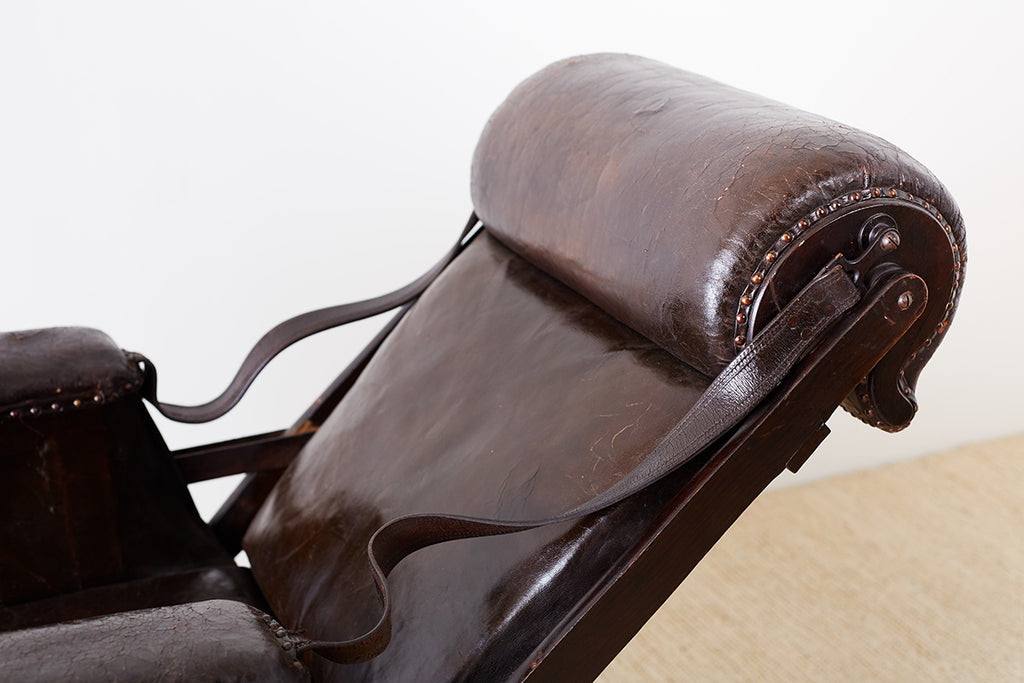 19th Century French Napoleon III Leather Reclining Armchair