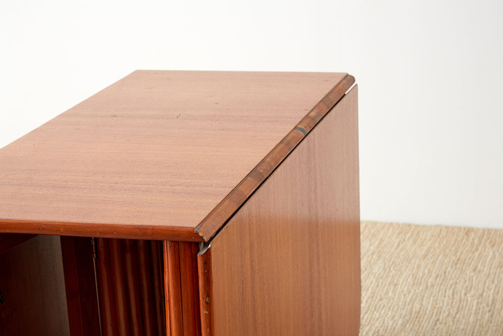 Midcentury Drop-Leaf Dining Table with Rattan Base