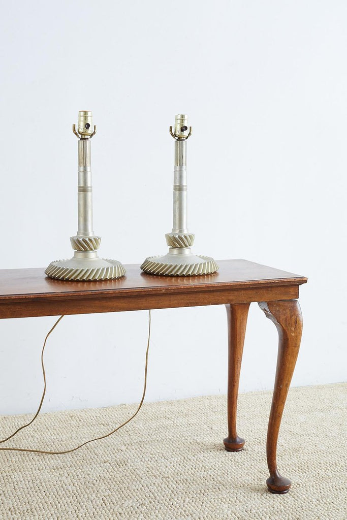 Industrial Machine Age Gear Table Lamps