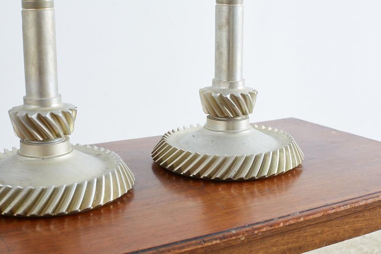 Industrial Machine Age Gear Table Lamps