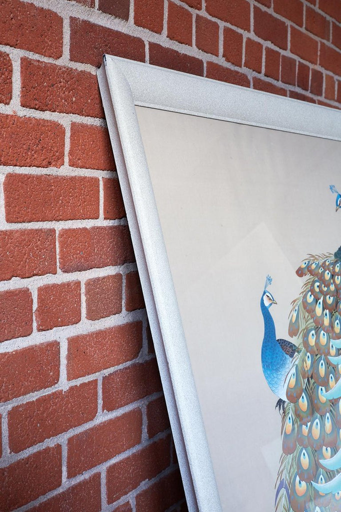 Japanese Showa Period Peacocks Painted on Silk