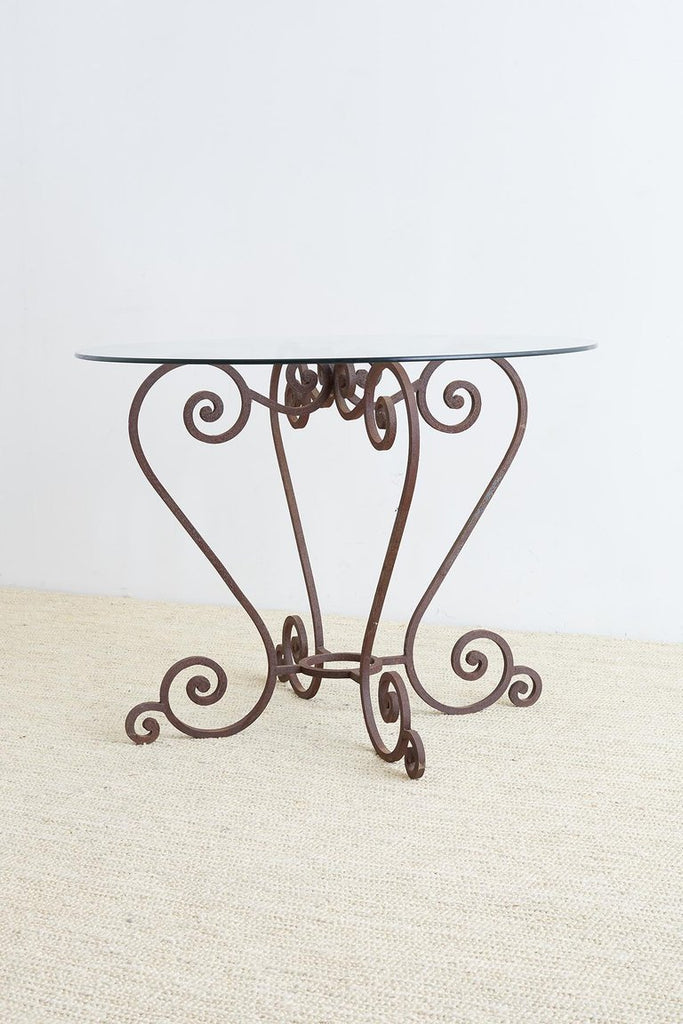 Scrolled Wrought Iron Breakfast or Patio Garden Table