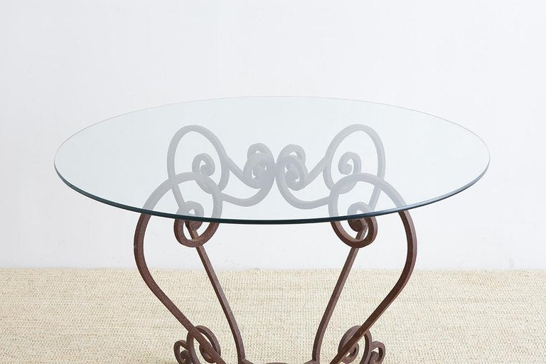 Scrolled Wrought Iron Breakfast or Patio Garden Table