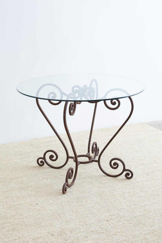 Scrolled Wrought Iron Breakfast or Patio Garden Table