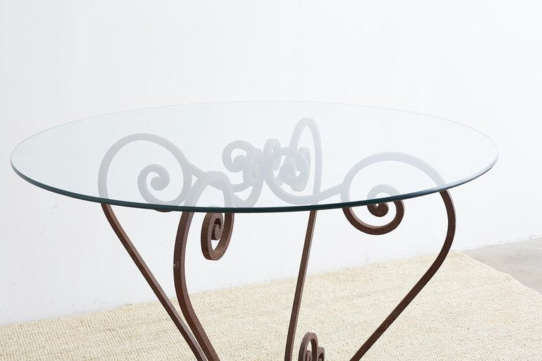 Scrolled Wrought Iron Breakfast or Patio Garden Table